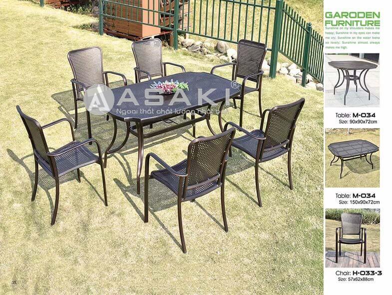 bộ bàn ghế sân vườn hợp kim nhôm ZX M034H0333